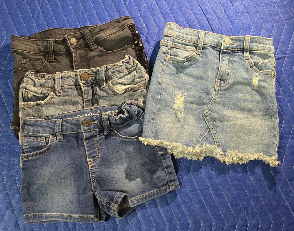 Girls Denim Shorts Skirt Lot 4 Cat & Jack Hudson Size 4/5 6/6X 8